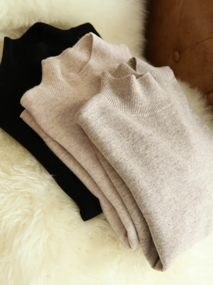 Color: Blue, Size: One Size - Autumn Winter chic Bottom Sweaters Women Fashion Turtleneck Pullover Slim Long Sleeve Knitted Jumpers Soft Warm Pull Femme Top