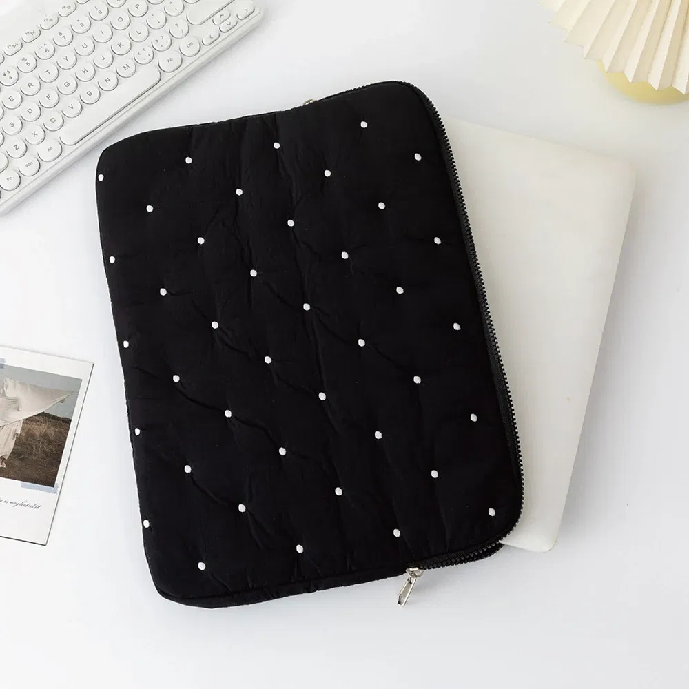 Color: black, Size: 15.6-inch - Laptop bag for macbook air 13 case 13-14 Inch puffy notebook pouch 15-16Inch Cute laptop sleeve 9-11 Inch Tablet Sleeve girl bag