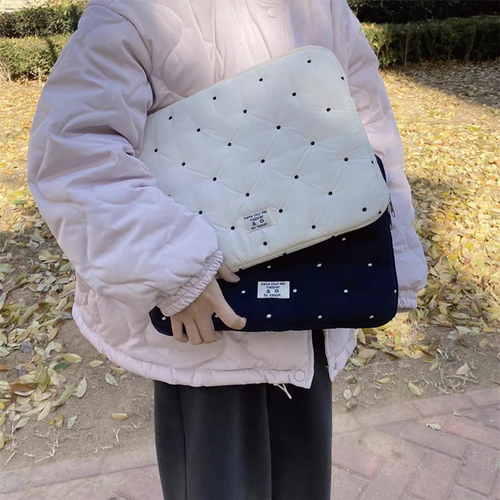 Color: black, Size: 15.6-inch - Laptop bag for macbook air 13 case 13-14 Inch puffy notebook pouch 15-16Inch Cute laptop sleeve 9-11 Inch Tablet Sleeve girl bag