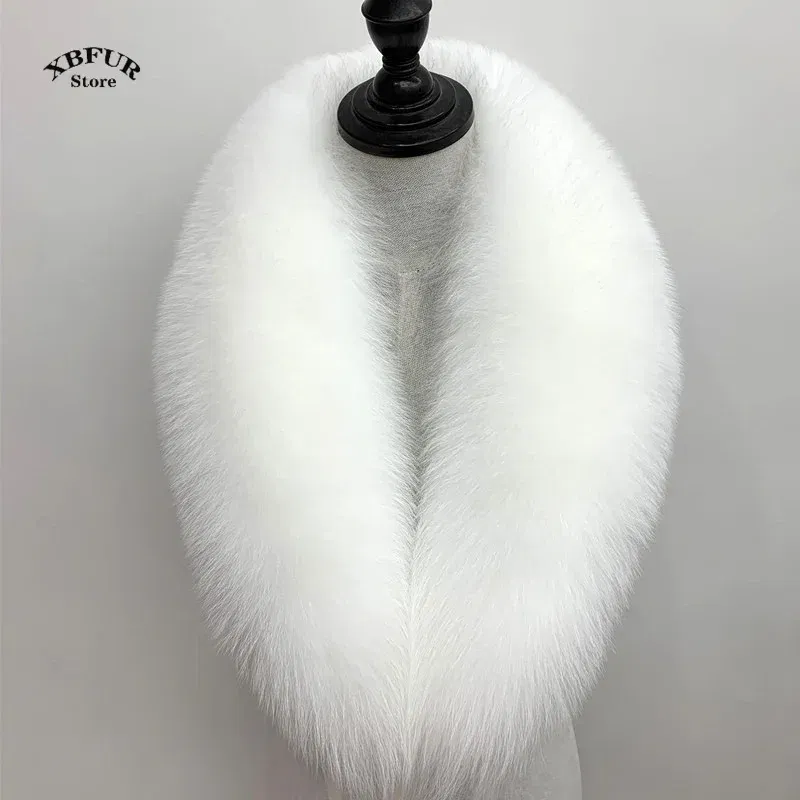 Color: Pink, Size: M - Winter Real Fox Fur Collar Woman Black Natural Fur Scarf Shawl For Women Collars Wraps Neck Warmer Fur Scarves Luxery Scarf Men