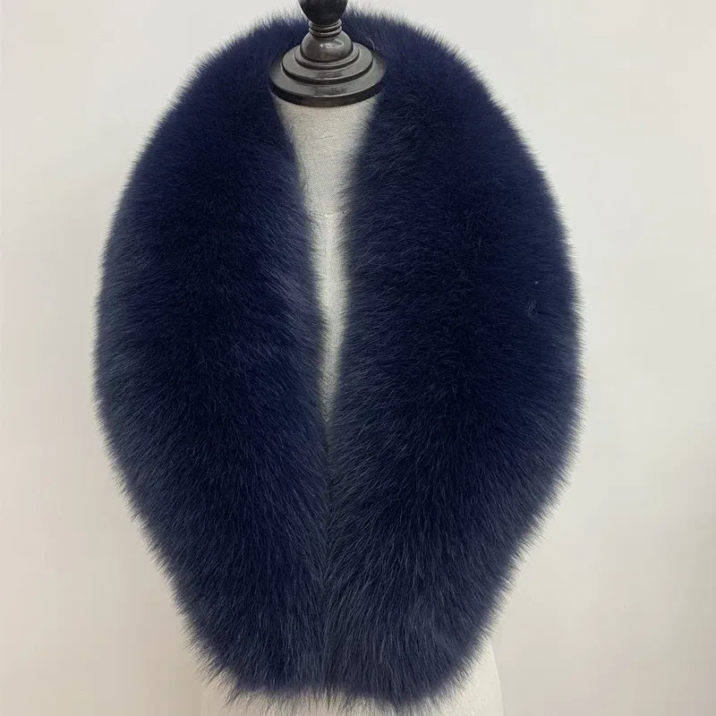Color: Pink, Size: M - Winter Real Fox Fur Collar Woman Black Natural Fur Scarf Shawl For Women Collars Wraps Neck Warmer Fur Scarves Luxery Scarf Men