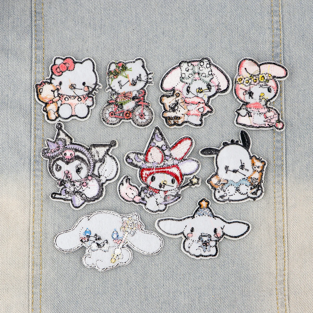 Color: Antique Copper - Anime White Dog Patches for Clothing Kawaii Embroidered Patches on Clothes Stickers DIY Ironing Appliques Jacket Jeans Stripes