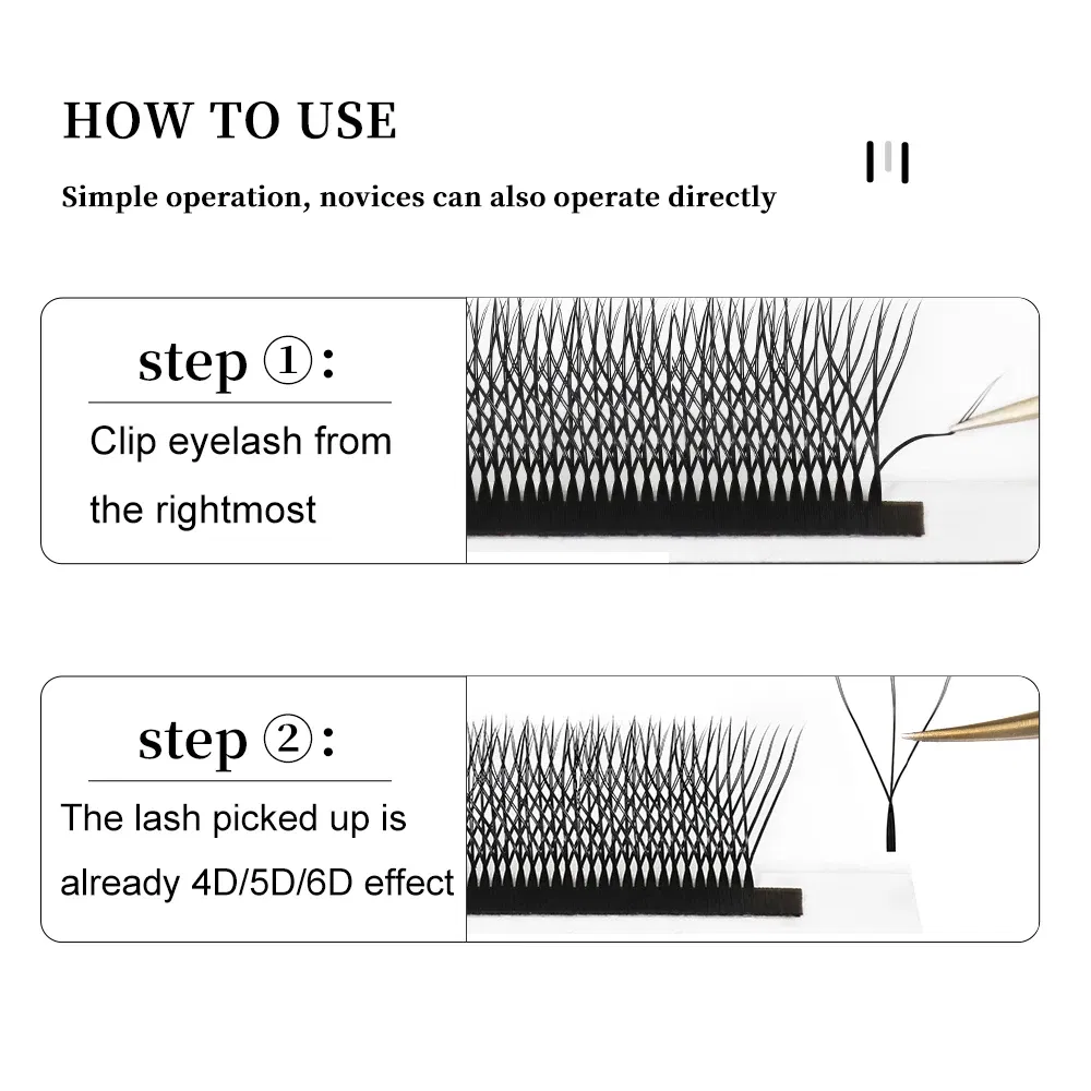 Color: Brushed Chrome, Curl: CC, Thickness: 0.07mm, Length: 9mm - Yelix Cilios 5D W Shape Eyelash Extensions 4D/6D Premade Volume Fans Natural Soft Automatic Flowering Lash Makeup Supplies