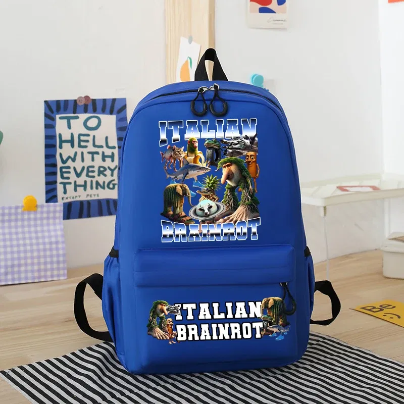 Color: WHITE - Italian Brainrot Kids Cute Schoolbag Tung Tung Tung Sahur Backpack for Boy Funny Meme Anime Knapsack Cartoon Book Bag Gifts 2025