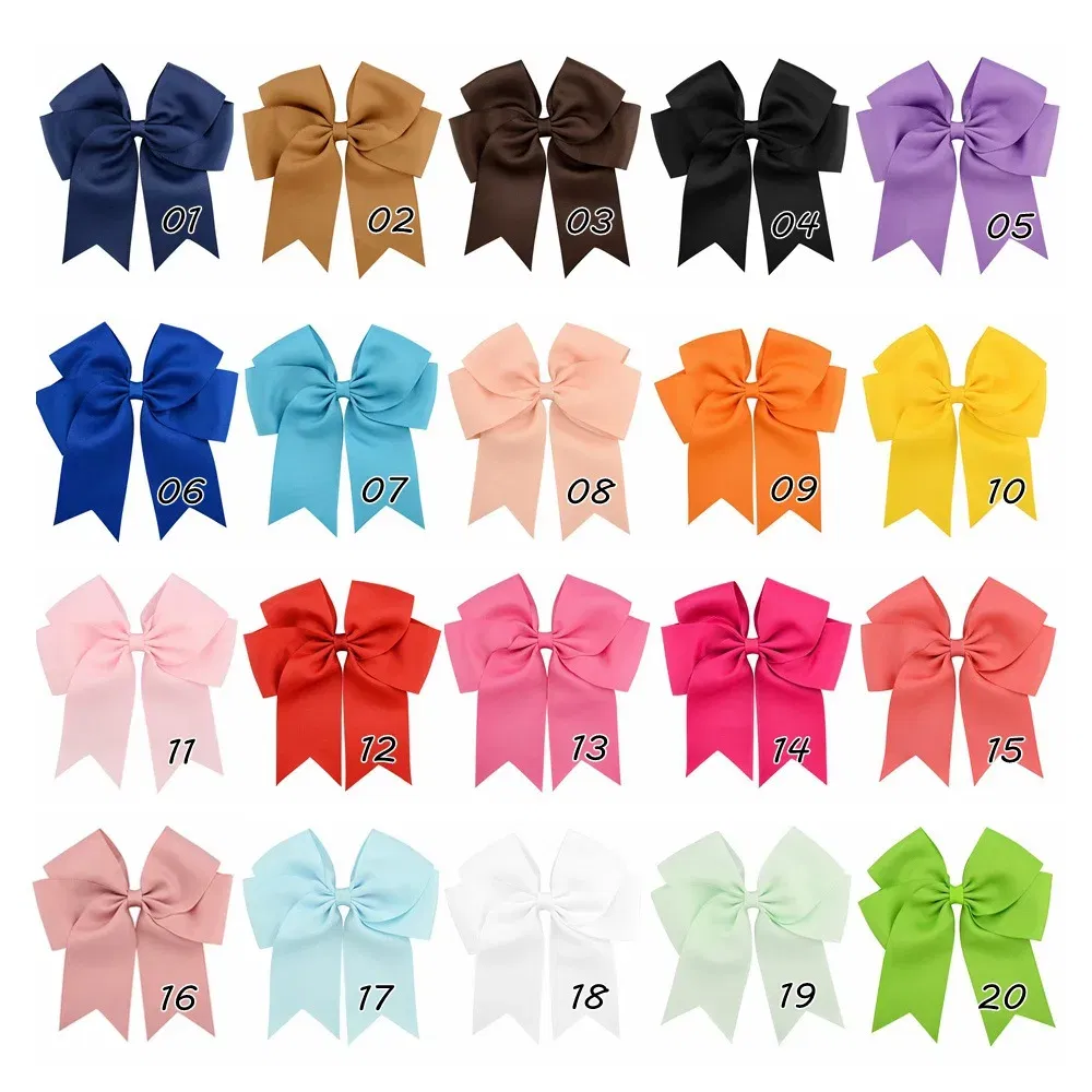 Color: light green - 6 Inches Colorful Elegant Hair Bows With Clip Kids Girls Grosgrain Ribbon Hair Clip Hairgrips Headwear Baby Hair Accessories
