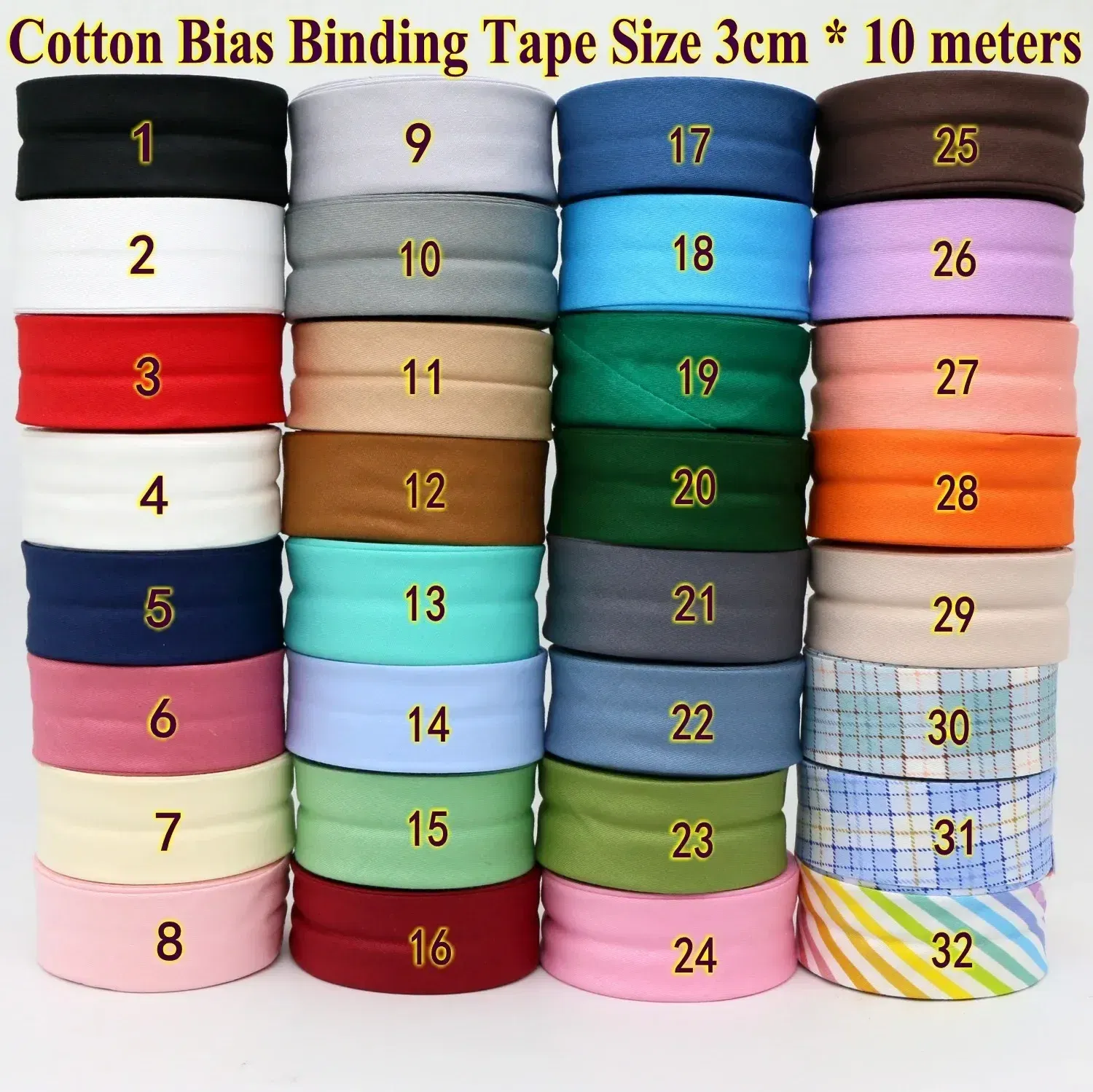 Color: Antique Copper, Size: L - Cotton Bias Binding Tape Size 3cm *10meter  Solid Color DIY Handmade Sewing Material Bias Tape