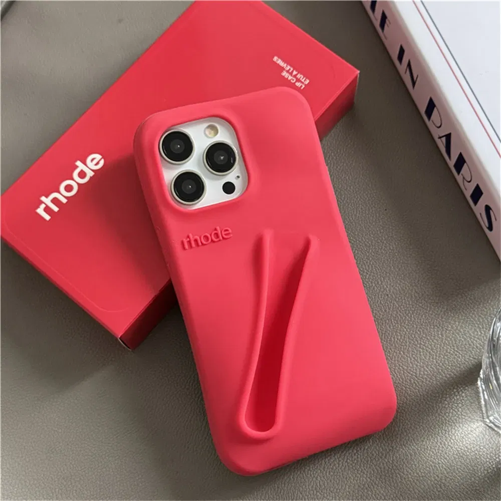 Color: black, Compatible-Phone Models: For iPhone 13 Pro - New Rhode Lipstick Soft Silicone Phone Case for iPhone 16 15 14 13 12 11 Pro Max Plus Portable Lip Gloss Holder Cover with Box