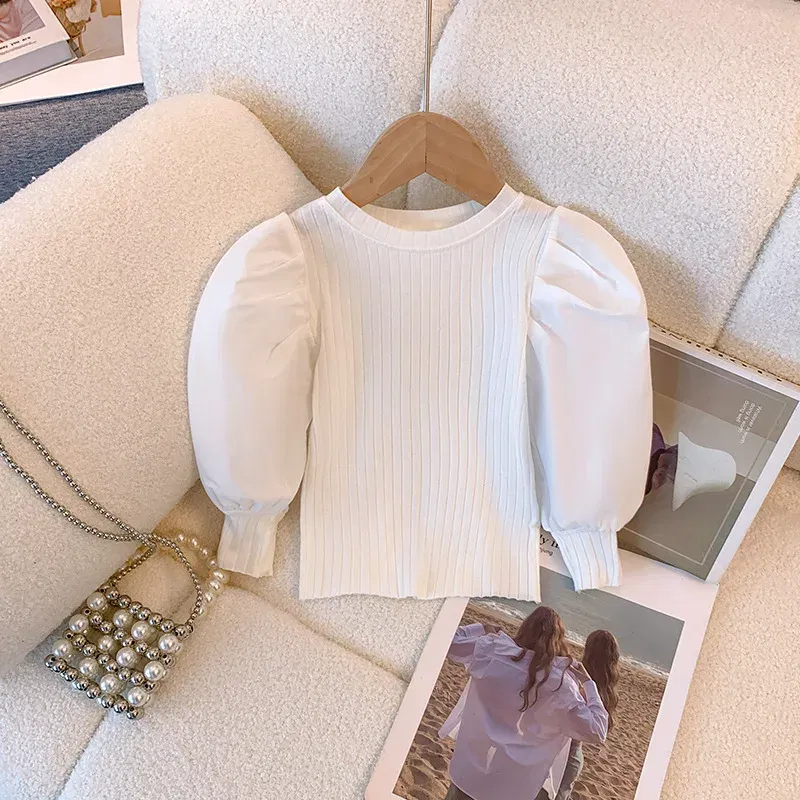 Color: WHITE, Kid Size: 6 - Girls White Long Sleeve T-shirt  Shirt Princess Shirt for Tddler Girl Sweet Pullover Casual Shirt Children Tops Pullover