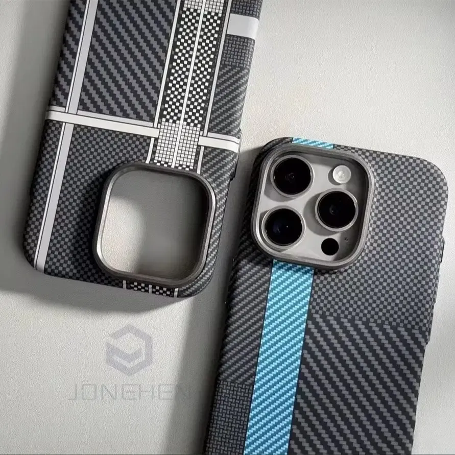 Color: Blue, Material: Microfiber - Luxury Alloy Lens Personalized Pixel 3D Relief Carbon Fibre Pattern Case For iPhone 13 14 15 16 Pro Max Slim Cover For Magsafe