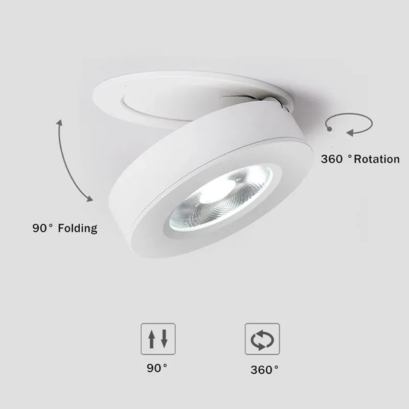 Body Color: Yellow, Emitting Color: light yellow - 3 Colors Slim Ceiling Lamp Ceiling Light LED Foldable 360 Recessed Surface Mounted Spotlight for Hallway Gallery Display Living