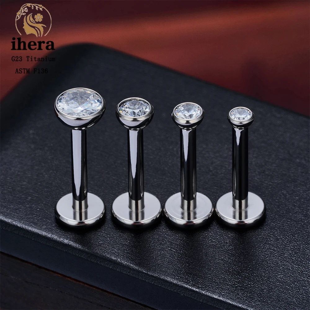 Metal color: ROSE GOLD COLOR, Ships From: CHINA, Main Stone Color: Blue - 10PCS G23 Titanium Labret Piercing Lip Ring 16G F136 Internal Thread Nose Stud Earring Tragus Helix Cartilage Piercing Jewelry