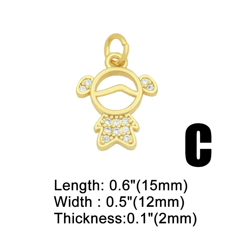 Metal color: Antique Gold Plated - OCESRIO Gold Plated CZ Small Boy and Girl Charms for Necklaces Copper DIY Handmade Pendants for Earrings Wholesale chma091