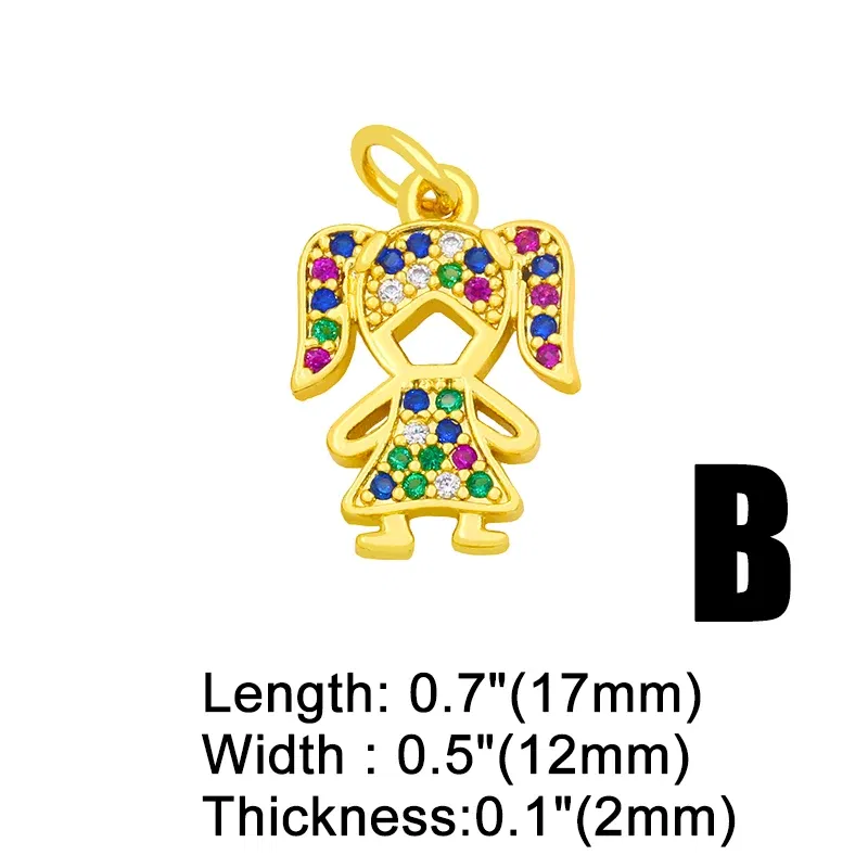 Metal color: Antique Gold Plated - OCESRIO Gold Plated CZ Small Boy and Girl Charms for Necklaces Copper DIY Handmade Pendants for Earrings Wholesale chma091