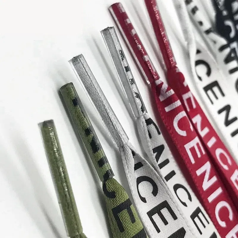 Color: Pink, Length: 160cm, Ships From: CHINA - New 1 Pair Shoelaces Letter Print Flat Shoelaces 1CM Width Satin Silk Ribbon Sneakers Shoes Lace Casuals Canvas Shoelace Strings