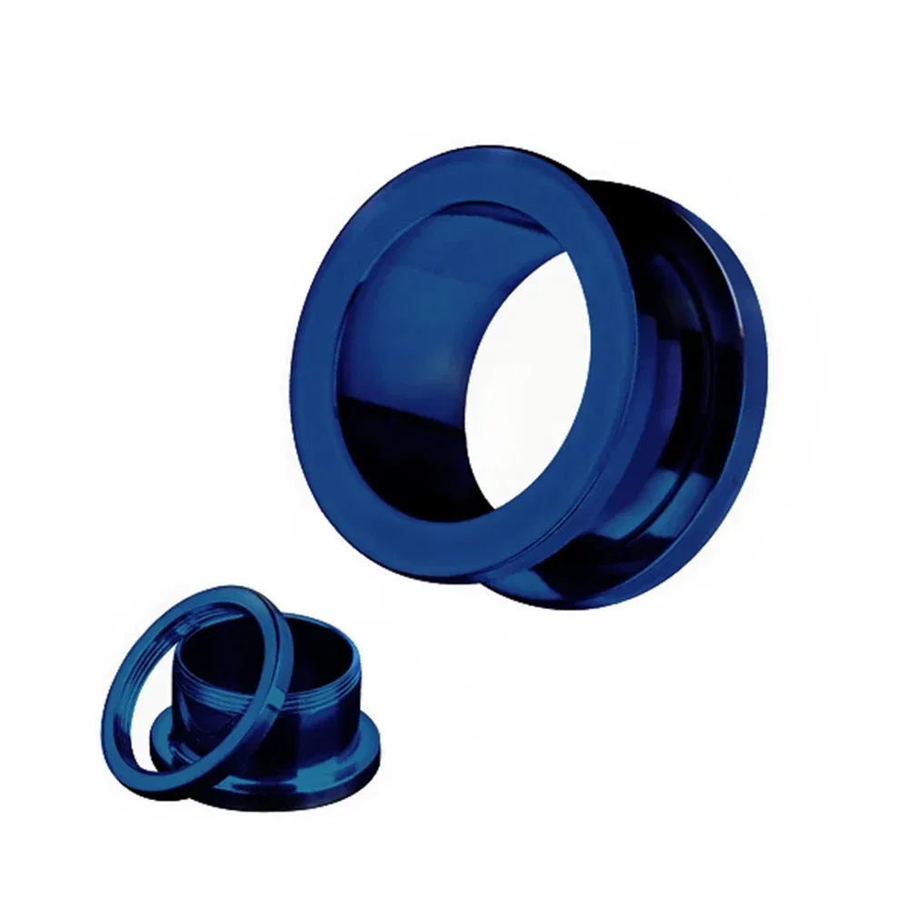 Metal color: Light Yellow Color, Main Stone Color: Yellow - 2PCS Multi Color Steel Screw Fit Tunnel Ear Plug Stretcher Gauge 3-25mm Ear Lobe Tunnel Expander