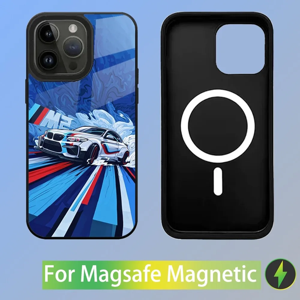 Color: Brown, Material: Neoprene - Cool Sport Car B-BMW Phone Case For iPhone 16,15,14,13,12,11,Plus,Pro,Max Mini Magsafe Magnetic Wireless Charging