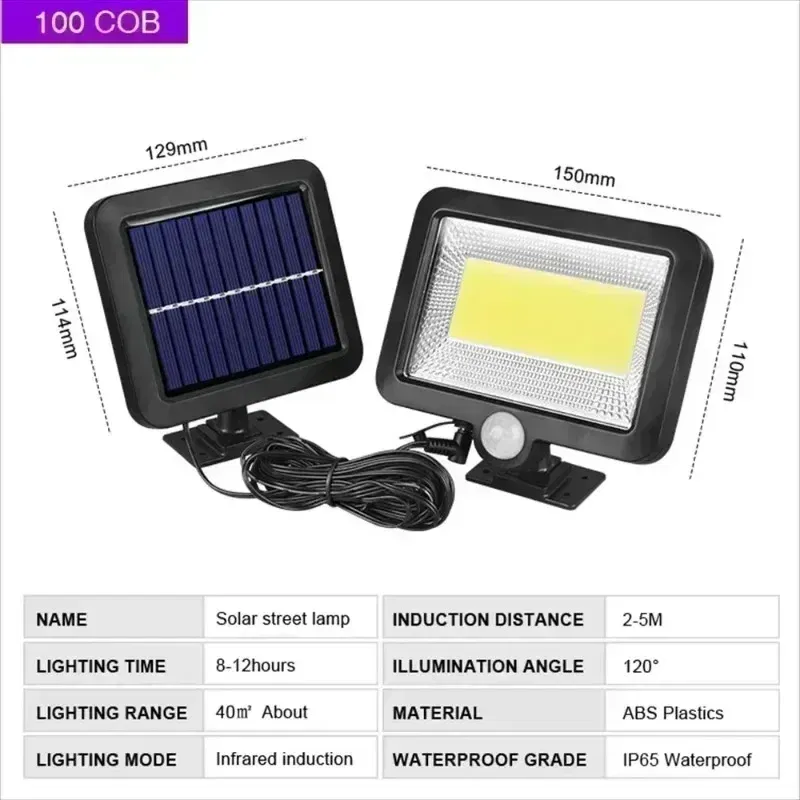 Emitting Color: Golden Yellow - COB LED Solar Light Outdoor PIR Motion Sensor Solar Waterproof Wall Emergency Street Light Garage Lighting Patio Security Lights