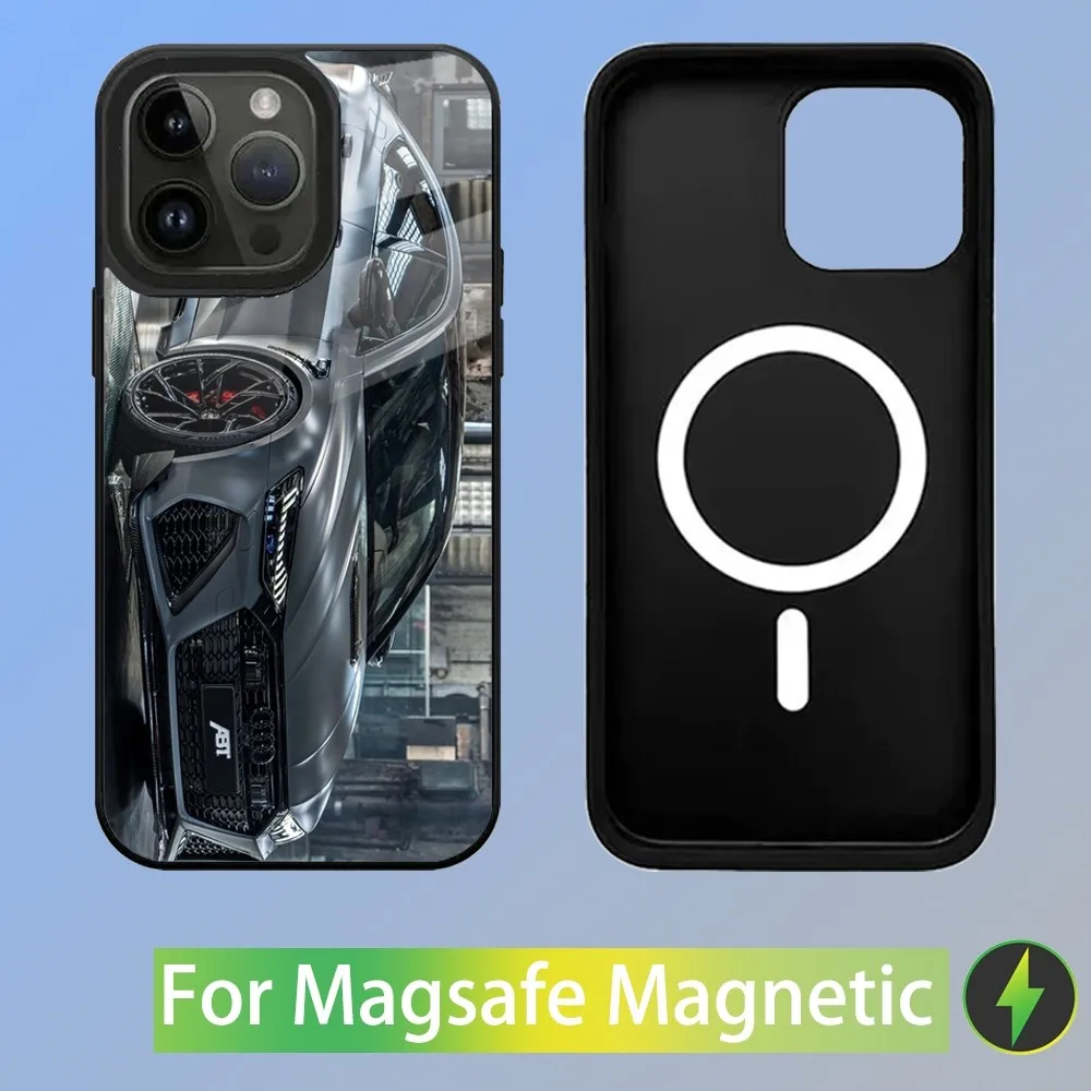 Color: SKY BLUE, Material: PVC - R-S 6 7 sport car Phone Case For iPhone 16,15,14,13,12,11,Plus,Pro,Max Mini A-AudiS-S Magsafe Magnetic Wireless Charging