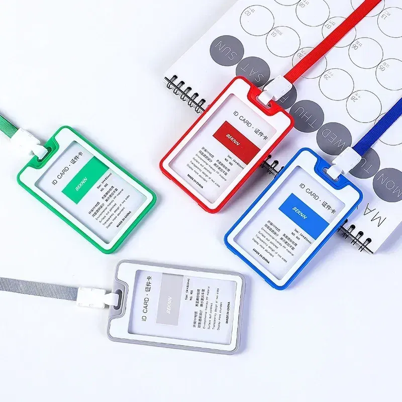 Color: Mineral Purple - Unisex Colorful Employee Id Case with Lanyard Double Side Id Credit Card Holder Access Bus Card Case Badge Holder Card Sleeve