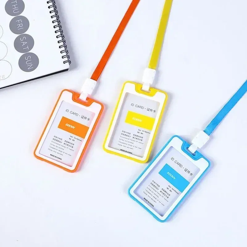 Color: Mineral Purple - Unisex Colorful Employee Id Case with Lanyard Double Side Id Credit Card Holder Access Bus Card Case Badge Holder Card Sleeve