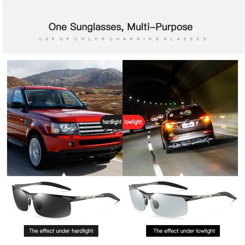 Lenses Color: green, Frame Color: Orange - Myopia Photochromic Sunglasses Diopter Polarized Driving Goggle Men Chameleon Change Color transition Prescription Sun Glasses