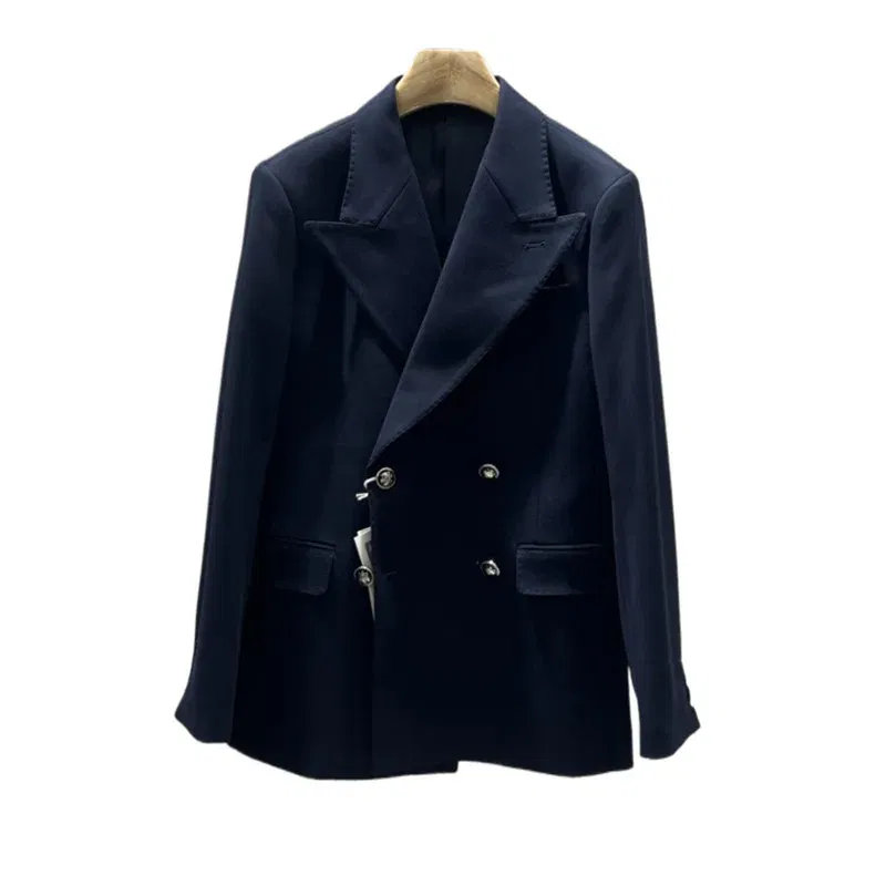 Color: black, Size: L - 2Pieces Jackets+Pants Design High Quality Men's Set Elegant Fashion Double Breasted Thick Wedding Dress Blazers And Trousers Set