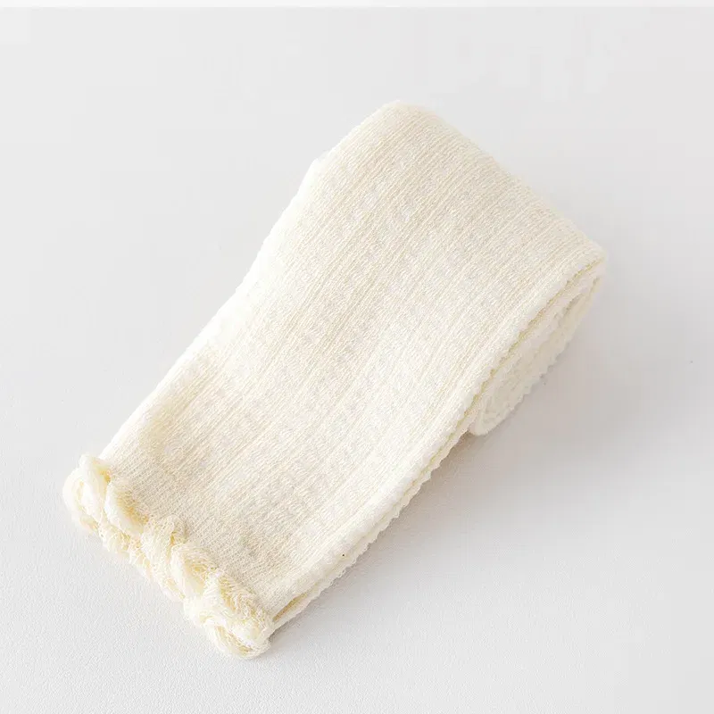 Color: Yellow, Size: 62, Ships From: CHINA - Summer Spring Mesh Baby Girls Stretch Leggings Cotton Solid Ruffle Edge Toddler Kids Pants