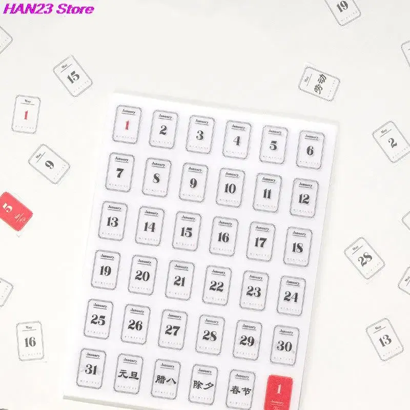 Color: Yellow - 365 Days Sticker Payment Stick Account Notebook Sticker Full Year Calendar Sticker Index Tab Reminder Sticker Student Stationery