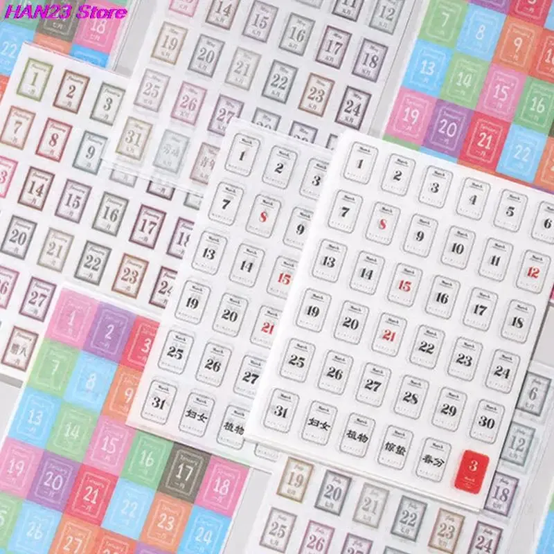 Color: Yellow - 365 Days Sticker Payment Stick Account Notebook Sticker Full Year Calendar Sticker Index Tab Reminder Sticker Student Stationery