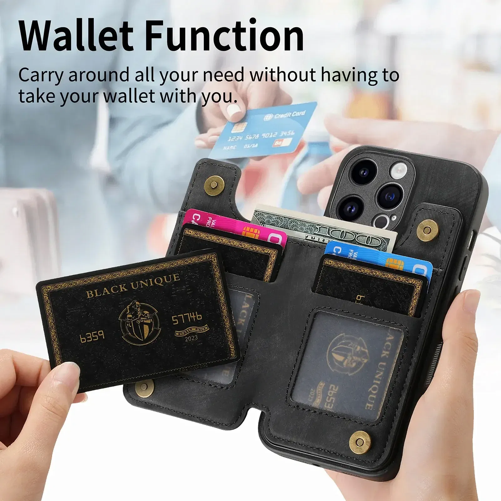 Color: Clear, Material: PVC - Leather Zipper Wallet with Card Holder Phone Case for IPhone 15 14 11 Pro Max 13 12 Mini X XR XS Max 8 7 Plus Shockproof Cover