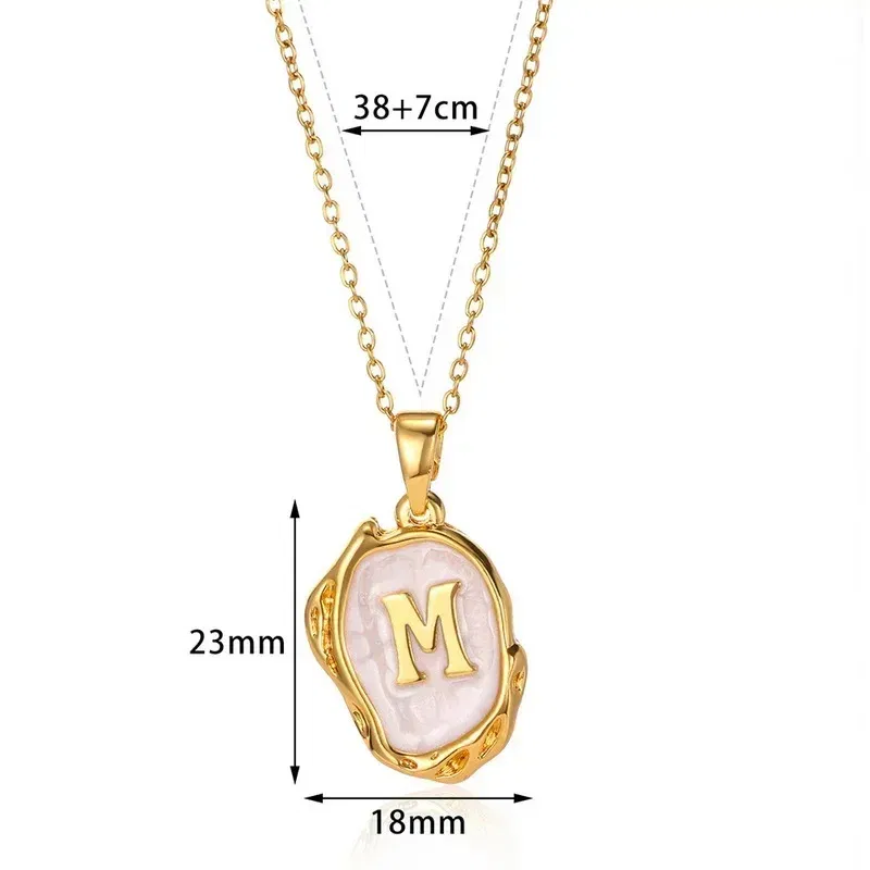 Metal Color: Imitation Rhodium Plated, Length: 40cm - Y2K Stainless Steels Drip Oil 26 Letter Necklaces for Women Men Alphabet A-Z Initials Pendant Necklace Aesthetic Jewelry Gift