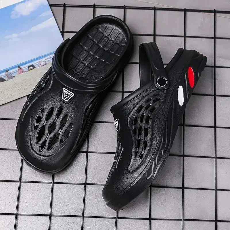 Color: WHITE, Shoe Size: 40 - Clogs Men Sandals Men Shoe Summer Fang Man Hoof Thongs Stamp Garden Beach Black Big Size Slippers for Men's Shoes Zapatos Hombre