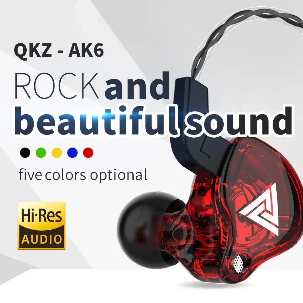 Color: Black - QKZ AK6 Universal 3.5mm HiFi Sport Headphones in Ear Earphone for Running with Microphone Headset Music Earbuds