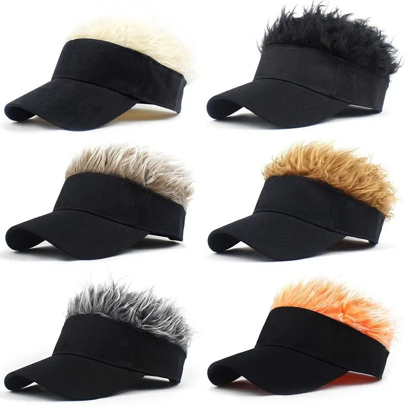 Color: Champagne, Size: One Size - 2023 Men Women Baseball Cap With Spiked Hairs Wig Hat  Spiked Wigs Casual Unisex Sunshade Adjustable Sun Visor