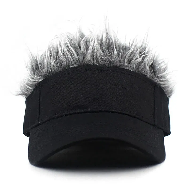 Color: Champagne, Size: One Size - 2023 Men Women Baseball Cap With Spiked Hairs Wig Hat Spiked Wigs Casual Unisex Sunshade Adjustable Sun Visor