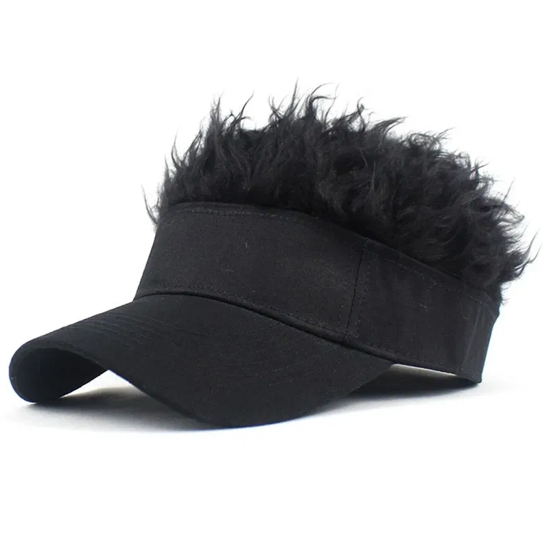 Color: Champagne, Size: One Size - 2023 Men Women Baseball Cap With Spiked Hairs Wig Hat Spiked Wigs Casual Unisex Sunshade Adjustable Sun Visor