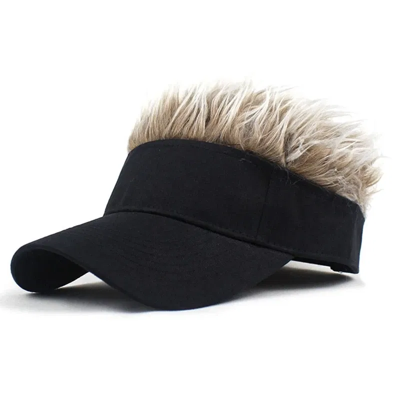 Color: Champagne, Size: One Size - 2023 Men Women Baseball Cap With Spiked Hairs Wig Hat Spiked Wigs Casual Unisex Sunshade Adjustable Sun Visor