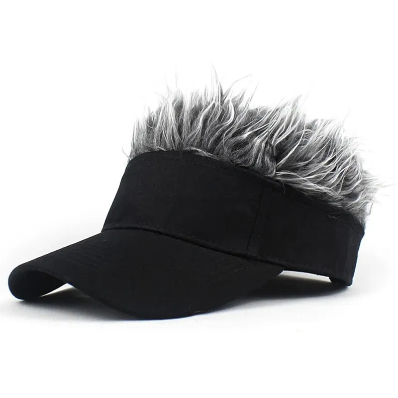 Color: Champagne, Size: One Size - 2023 Men Women Baseball Cap With Spiked Hairs Wig Hat Spiked Wigs Casual Unisex Sunshade Adjustable Sun Visor