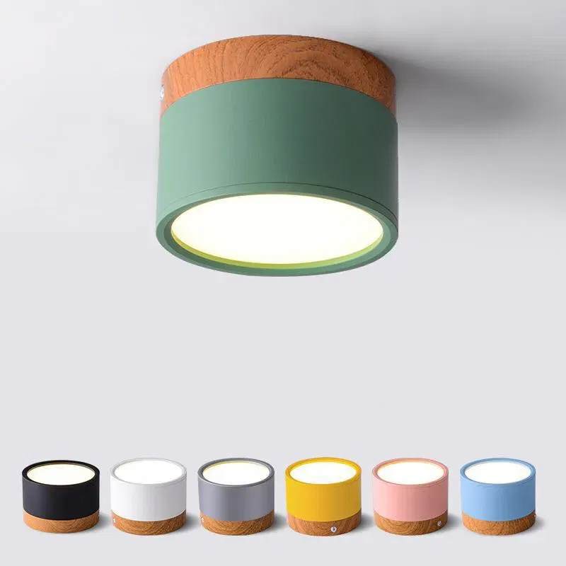 Body Color: Light Grey, Emitting Color: Cold White, Wattage: > 300W - LED Downlight dimmable 5W 7W 9W12W15W Nordic wood modern Led surface mounted ceiling light spotlight, interior decoration light