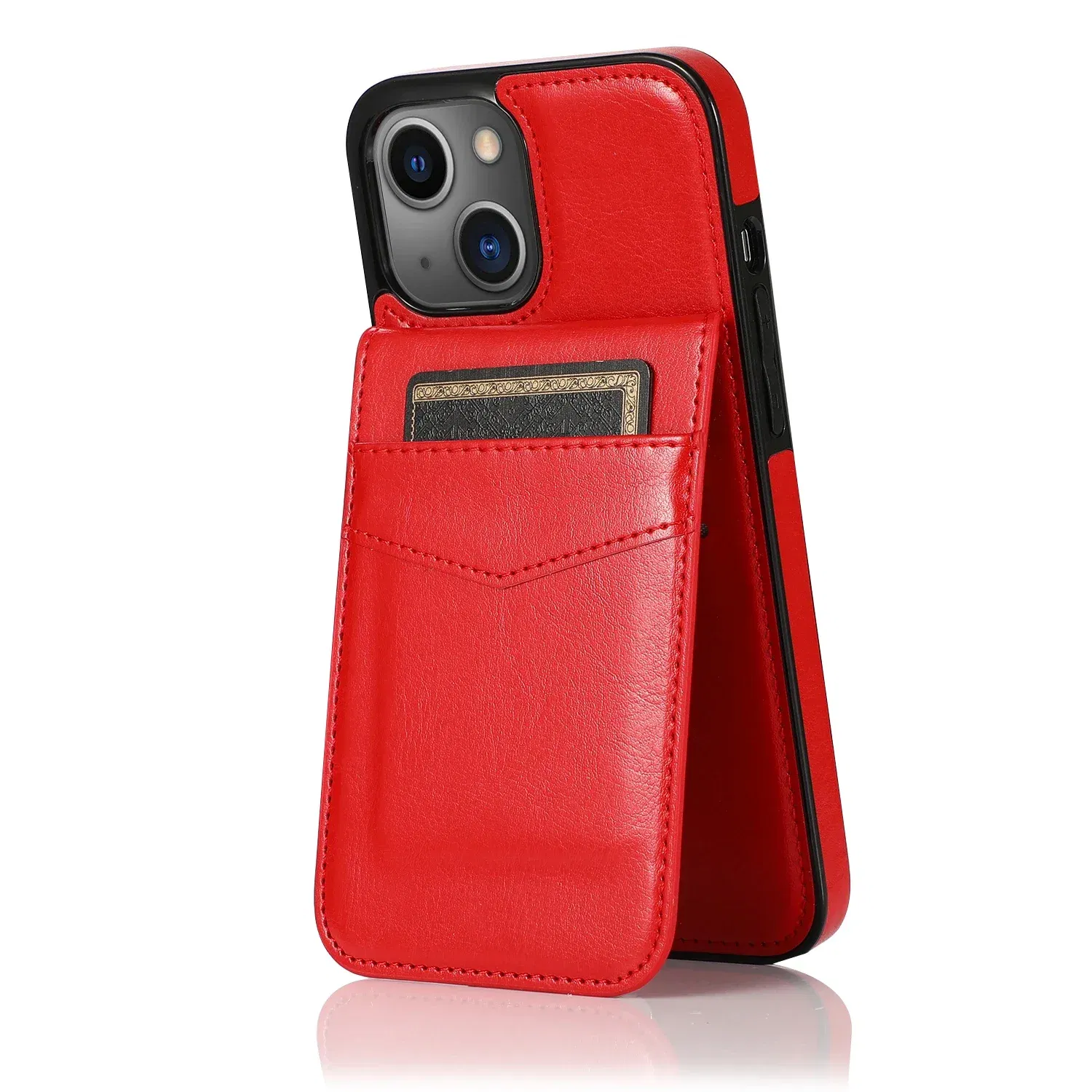 Color: Clear, Material: Vinyl - Faux Leather Wallet Kickstand Phone Case for IPhone 13 12 Mini 16E 16 15 14 11 Pro Max X XR XS 7 8 Plus Case with Credit Card