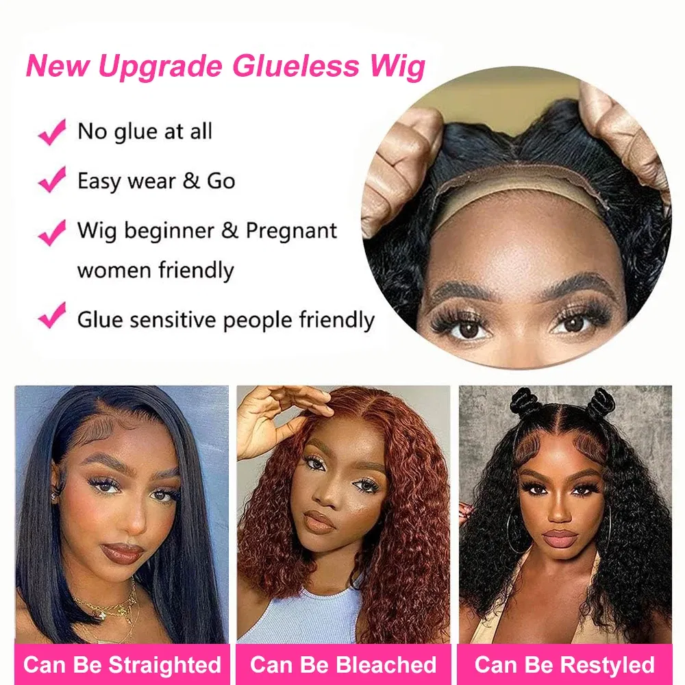 Hair Color: #1, Ships From: United States, Stretched Length: 14inches, Density: 150% - Water Wave Bob Wig Glueless Preplucked Human Wigs Ready To Go 13x4 Frontal Brazilian Wigs HD Transparent Lace Wig Deep Curls