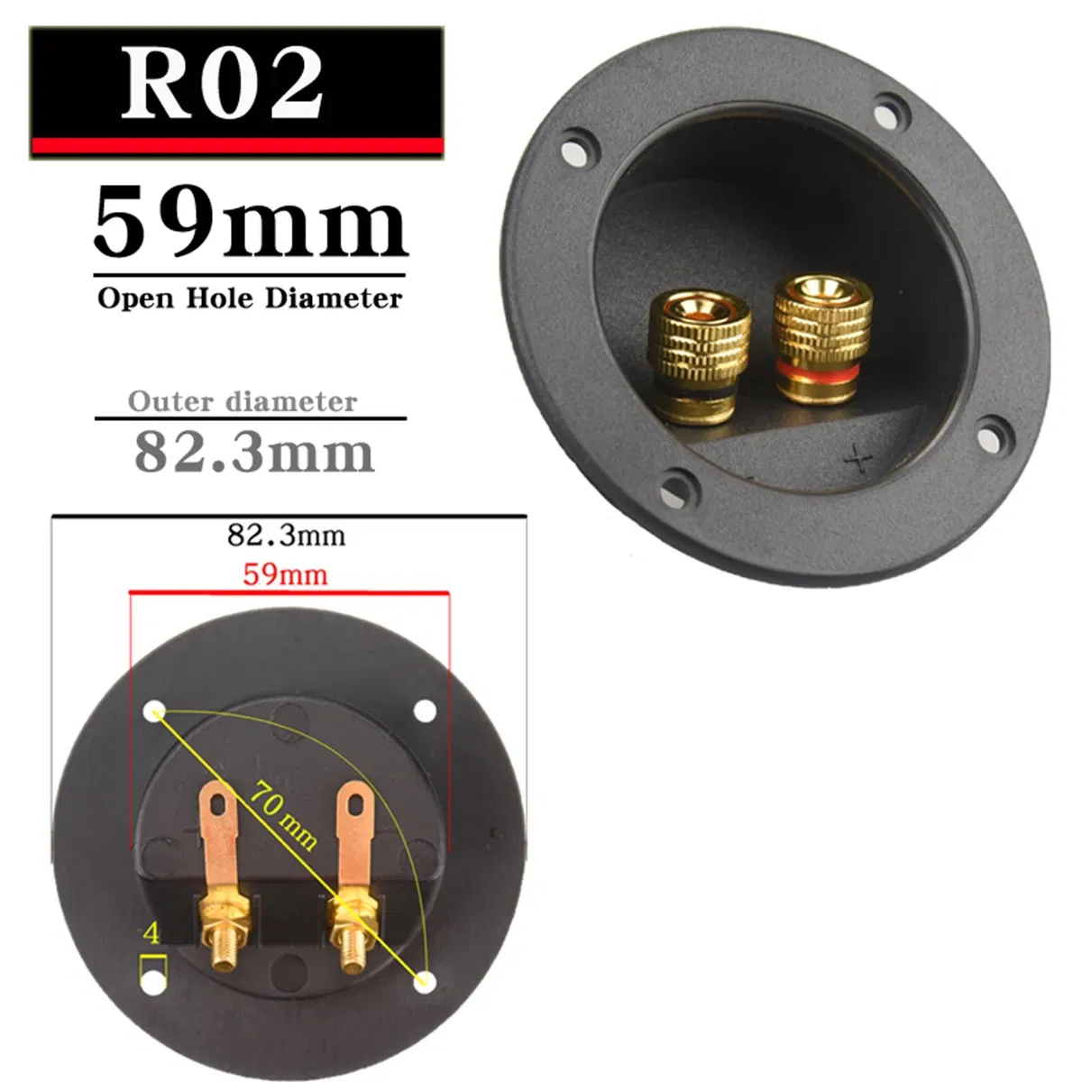Color: Rose Red, Bundle: Bundle 1 - HIFIDIY LIVE Square circle (Install Hole 49-76) speaker junction Box  Terminal Shell 2 copper Binding Post Wire Cable Connector