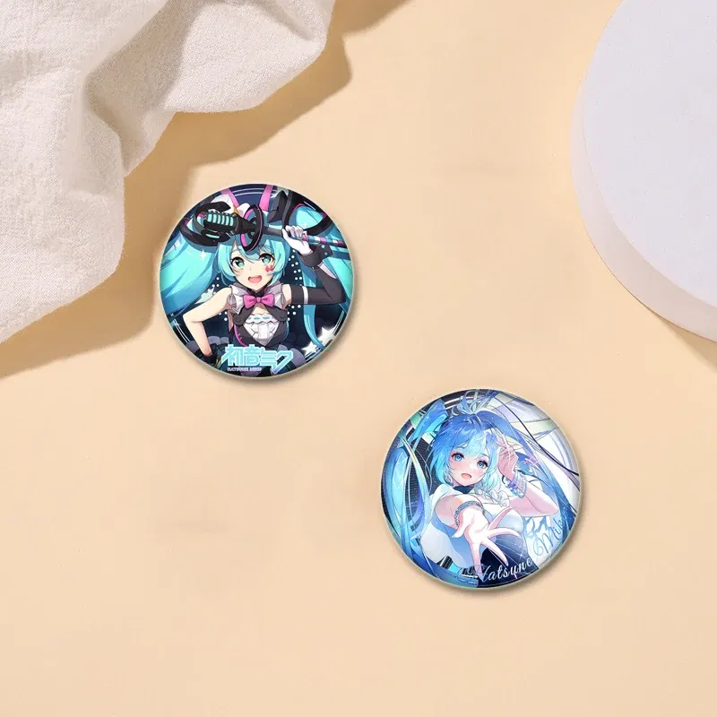 Color: VIOLET/?«?—?…°, Size: L - 58/44/32mm Miku Anime Round Pins Cartoon Badges Cosplay Handmade Tinplate Brooch on Backpack Clothes Chest Ornament Gifts
