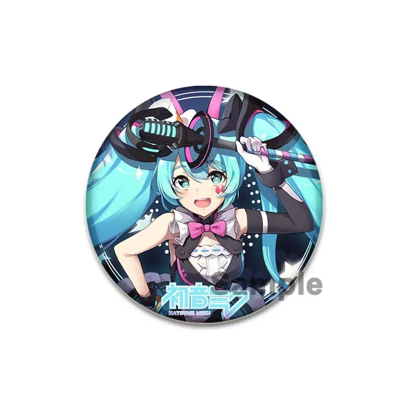 Color: VIOLET/?«?—?…°, Size: L - 58/44/32mm Miku Anime Round Pins Cartoon Badges Cosplay Handmade Tinplate Brooch on Backpack Clothes Chest Ornament Gifts