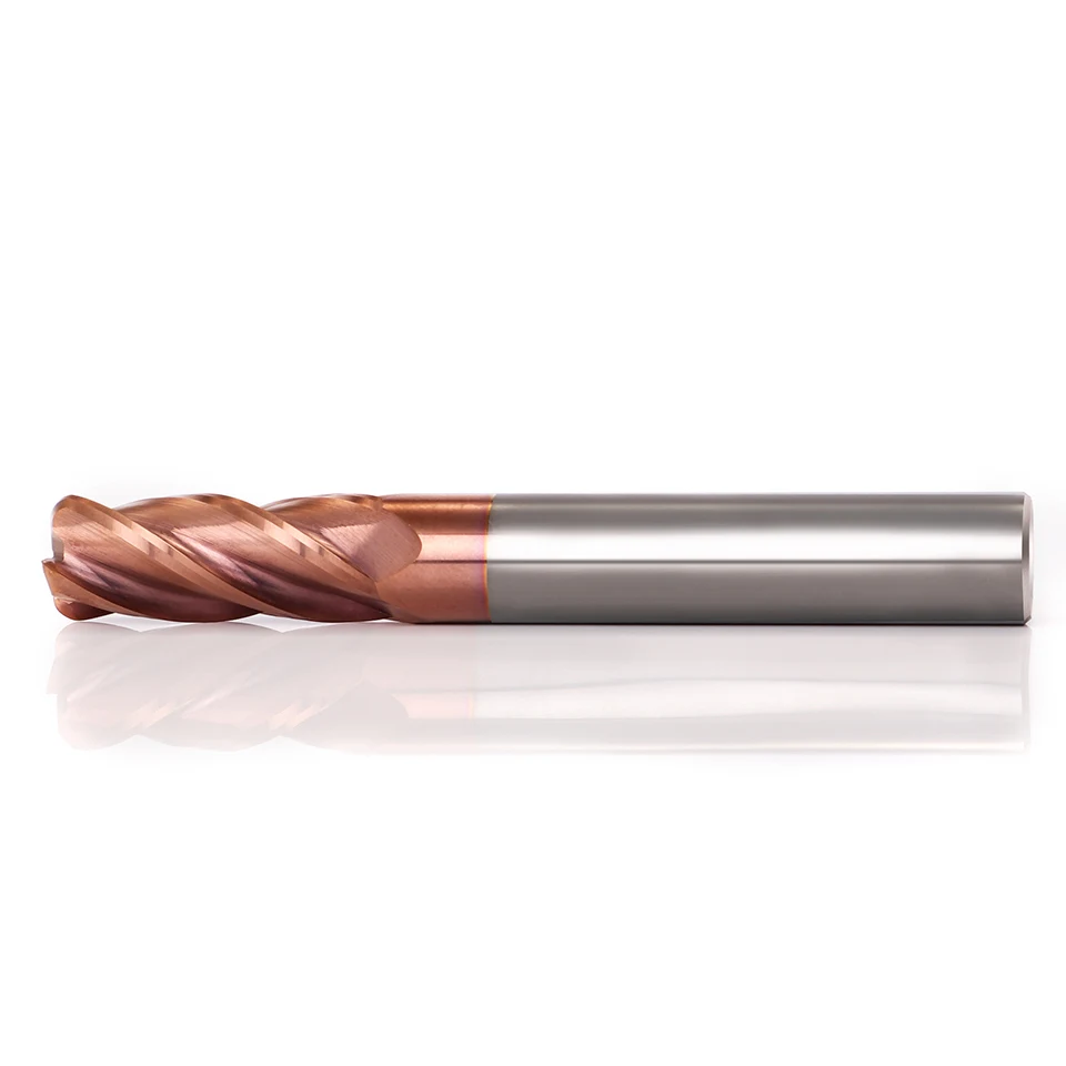 Cutting Edge Diameter: 1.9mm, Dimensions: 3.175*3.175*17 - AUGT HRC55 Carbide Bull Nose End Mill 4Flutes Copper Milling Cutter Alloy Coating Tungsten Steel Cutting Tool For CNC Maching