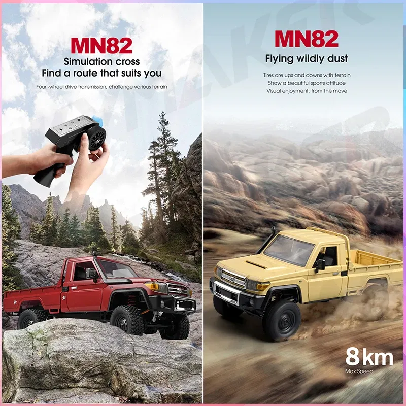 Color: Black - 1:12 Rc Car Mn Model Mn82 Retro Full-scale Simulation Lc79 RTR 2.4g 4WD 280 Motor Remote Control Pickup RC Truck Model Car Toys