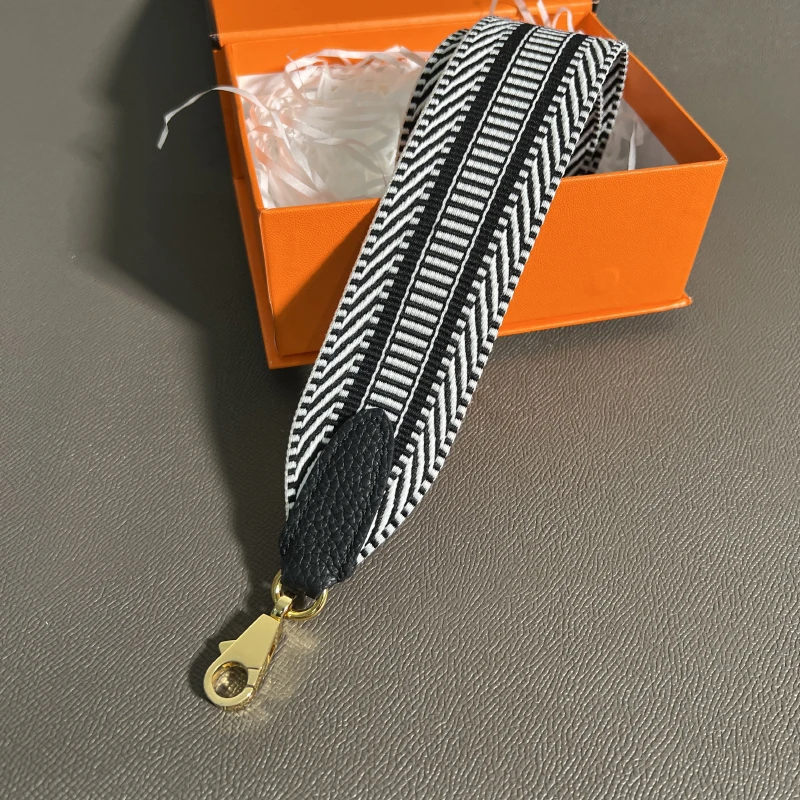 Color: Silver, Size: M - Hand-Sewn Leather Woven Canvas Shoulder Strap 5cm Wide Wax Line Herbag Evelyn Replacement Bag Accessory