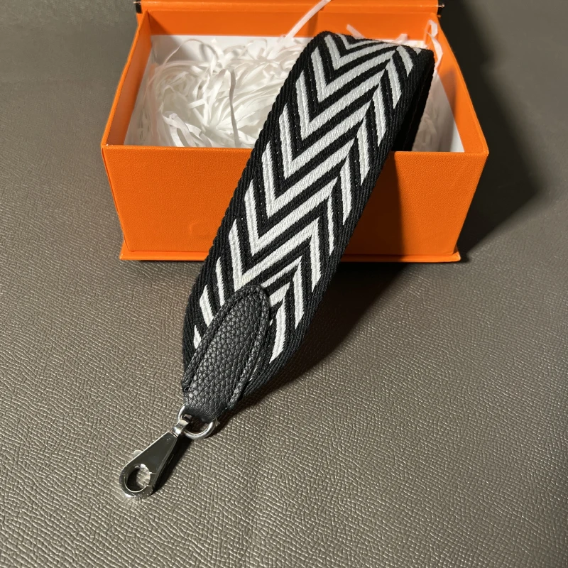 Color: Silver, Size: M - Hand-Sewn Leather Woven Canvas Shoulder Strap 5cm Wide Wax Line Herbag Evelyn Replacement Bag Accessory