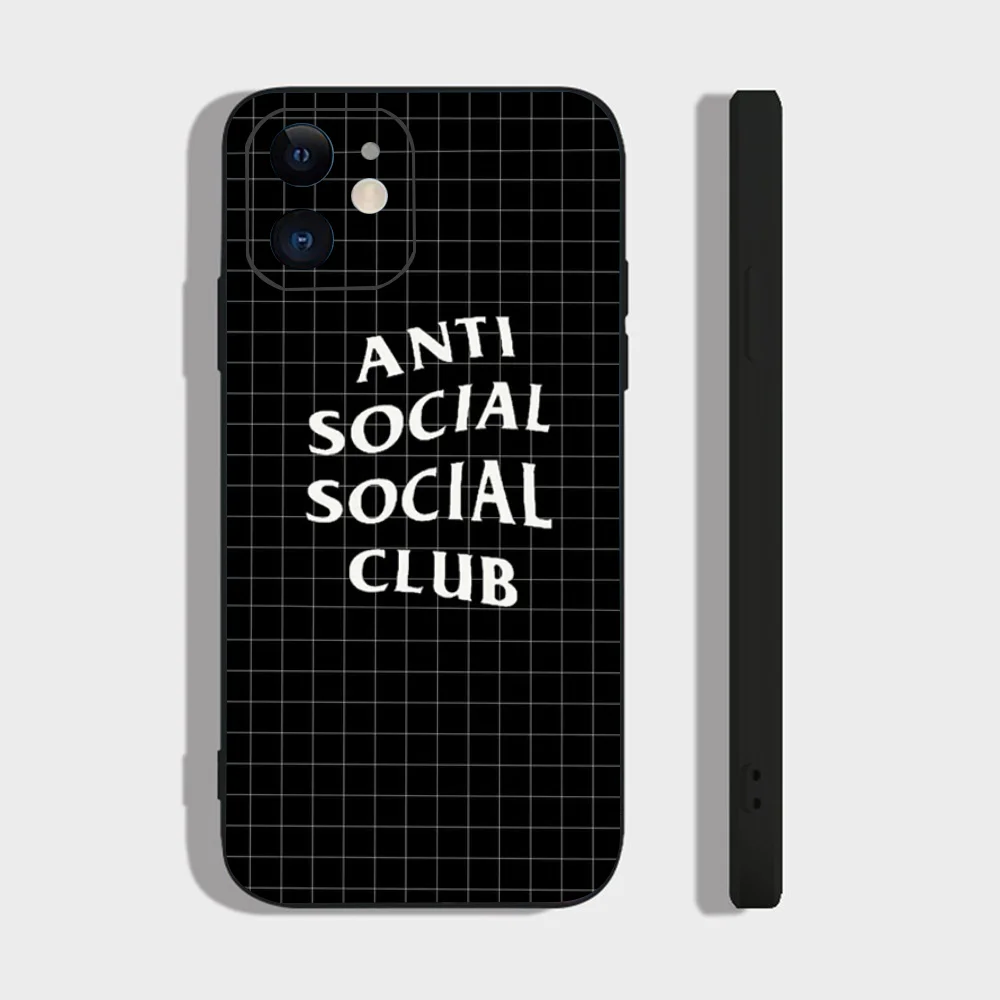 Color: Brown, Material: Denim - Anti Social Social Club Phone Case For IPhone 16 15 14 13 Pro Max 11 12 Mini X Xs XR Se 2022 Black Silicone Cover