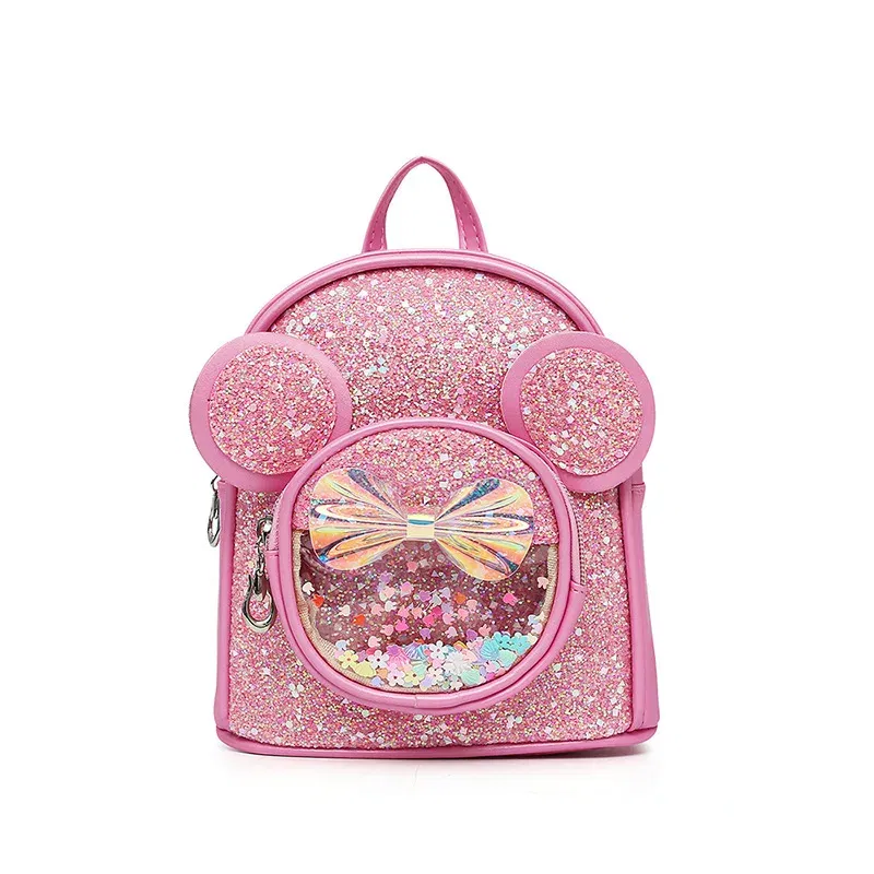 Color: black - New Cute Children's Bag Fashion Sequin Kindergarten Backpacks for Baby Girls Cartoon Casual Schoolbag Princess Bag Girls Gifts